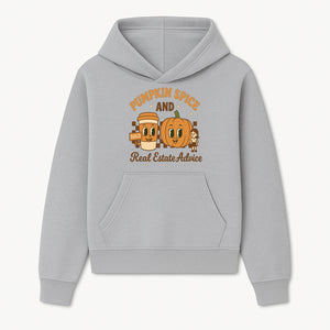 Pumpkin Spice and Real Estate Advice Graphic Tee, Fall Shirt, Funny Realtor Merch, Cute Pumpkin Design, Autumn Vibes Clothing - Hoodie 1758333003980.jpg