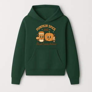 Pumpkin Spice and Real Estate Advice Graphic Tee, Fall Shirt, Funny Realtor Merch, Cute Pumpkin Design, Autumn Vibes Clothing - Hoodie 1758333004425.jpg