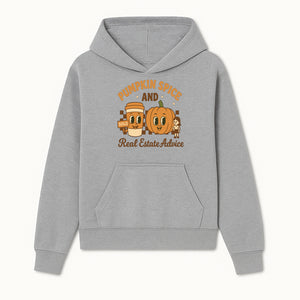 Pumpkin Spice and Real Estate Advice Graphic Tee, Fall Shirt, Funny Realtor Merch, Cute Pumpkin Design, Autumn Vibes Clothing - Hoodie 1758333004596.jpg