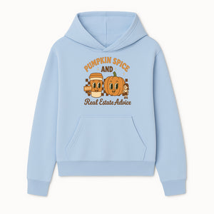 Pumpkin Spice and Real Estate Advice Graphic Tee, Fall Shirt, Funny Realtor Merch, Cute Pumpkin Design, Autumn Vibes Clothing - Hoodie 1758333004749.jpg