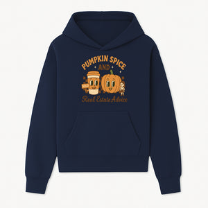 Pumpkin Spice and Real Estate Advice Graphic Tee, Fall Shirt, Funny Realtor Merch, Cute Pumpkin Design, Autumn Vibes Clothing - Hoodie 1758333005166.jpg