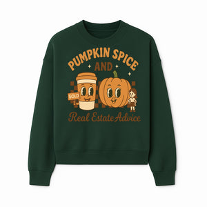 Pumpkin Spice and Real Estate Advice Graphic Tee, Fall Shirt, Funny Realtor Merch, Cute Pumpkin Design, Autumn Vibes Clothing - Sweatshirt 1758333010636.jpg