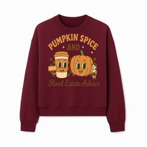 Pumpkin Spice and Real Estate Advice Graphic Tee, Fall Shirt, Funny Realtor Merch, Cute Pumpkin Design, Autumn Vibes Clothing - Sweatshirt 1758333011221.jpg
