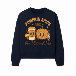 Pumpkin Spice and Real Estate Advice Graphic Tee, Fall Shirt, Funny Realtor Merch, Cute Pumpkin Design, Autumn Vibes Clothing - Sweatshirt 1758333011359.jpg