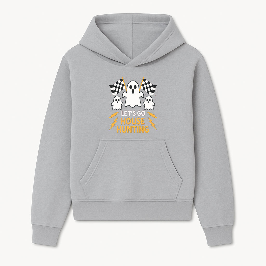 Let's Go House Hunting Ghosts T-Shirt | Fun Halloween Costume | Cute Ghost Design with Checkered Flags | Spooky Home Search Graphique - Hoodie 1758333011825.jpg