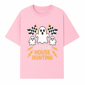 Let's Go House Hunting Ghosts T-Shirt | Fun Halloween Costume | Cute Ghost Design with Checkered Flags | Spooky Home Search Graphique - T-shirt 1758333015800.jpg