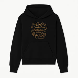 Pumpkin Spice & Real Estate Advice Wall Art | Autumn Home Decor | Cozy Kitchen Print | Seasonal Home Buying Tips - Hoodie 1758333016219.jpg