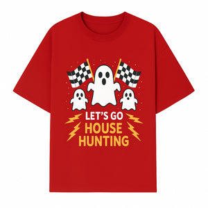 Let's Go House Hunting Ghosts T-Shirt | Fun Halloween Costume | Cute Ghost Design with Checkered Flags | Spooky Home Search Graphique - T-shirt 1758333016257.jpg