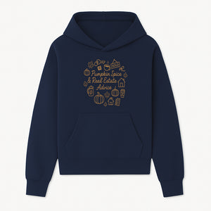 Pumpkin Spice & Real Estate Advice Wall Art | Autumn Home Decor | Cozy Kitchen Print | Seasonal Home Buying Tips - Hoodie 1758333017278.jpg