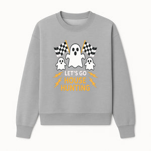 Let's Go House Hunting Ghosts T-Shirt | Fun Halloween Costume | Cute Ghost Design with Checkered Flags | Spooky Home Search Graphique - Sweatshirt 1758333018007.jpg