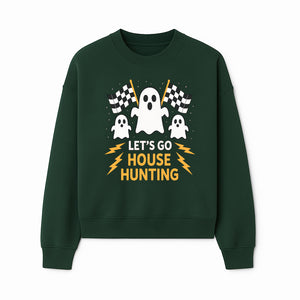 Let's Go House Hunting Ghosts T-Shirt | Fun Halloween Costume | Cute Ghost Design with Checkered Flags | Spooky Home Search Graphique - Sweatshirt 1758333018467.jpg