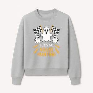 Let's Go House Hunting Ghosts T-Shirt | Fun Halloween Costume | Cute Ghost Design with Checkered Flags | Spooky Home Search Graphique - Sweatshirt 1758333018632.jpg