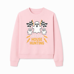 Let's Go House Hunting Ghosts T-Shirt | Fun Halloween Costume | Cute Ghost Design with Checkered Flags | Spooky Home Search Graphique - Sweatshirt 1758333018914.jpg