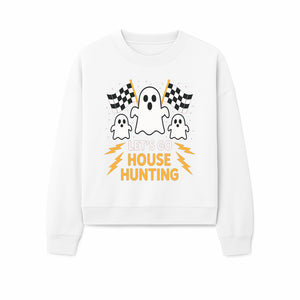 Let's Go House Hunting Ghosts T-Shirt | Fun Halloween Costume | Cute Ghost Design with Checkered Flags | Spooky Home Search Graphique - Sweatshirt 1758333019637.jpg