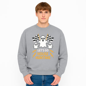 Let's Go House Hunting Ghosts T-Shirt | Fun Halloween Costume | Cute Ghost Design with Checkered Flags | Spooky Home Search Graphique - Sweatshirt 1758333020761.jpg