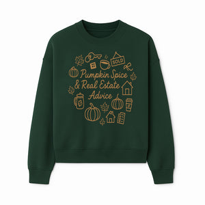 Pumpkin Spice & Real Estate Advice Wall Art | Autumn Home Decor | Cozy Kitchen Print | Seasonal Home Buying Tips - Sweatshirt 1758333022732.jpg