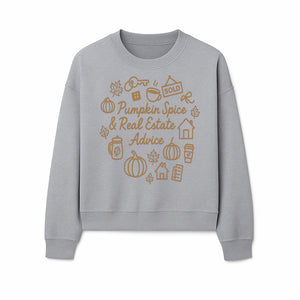 Pumpkin Spice & Real Estate Advice Wall Art | Autumn Home Decor | Cozy Kitchen Print | Seasonal Home Buying Tips - Sweatshirt 1758333023753.jpg