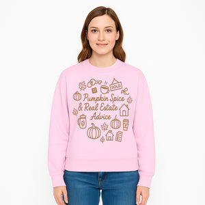 Pumpkin Spice & Real Estate Advice Wall Art | Autumn Home Decor | Cozy Kitchen Print | Seasonal Home Buying Tips - Sweatshirt 1758333025205.jpg