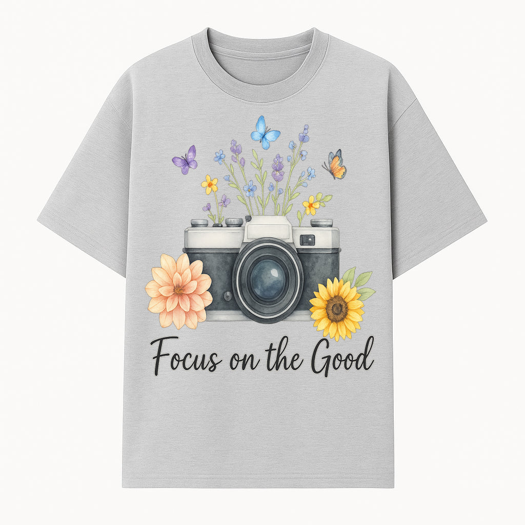 Vintage Camera Floral Art Print - Focus on the Good Inspirational Wall Decor for Photography Lovers and Nature Enthusiasts - T-shirt 1758334992090.jpg