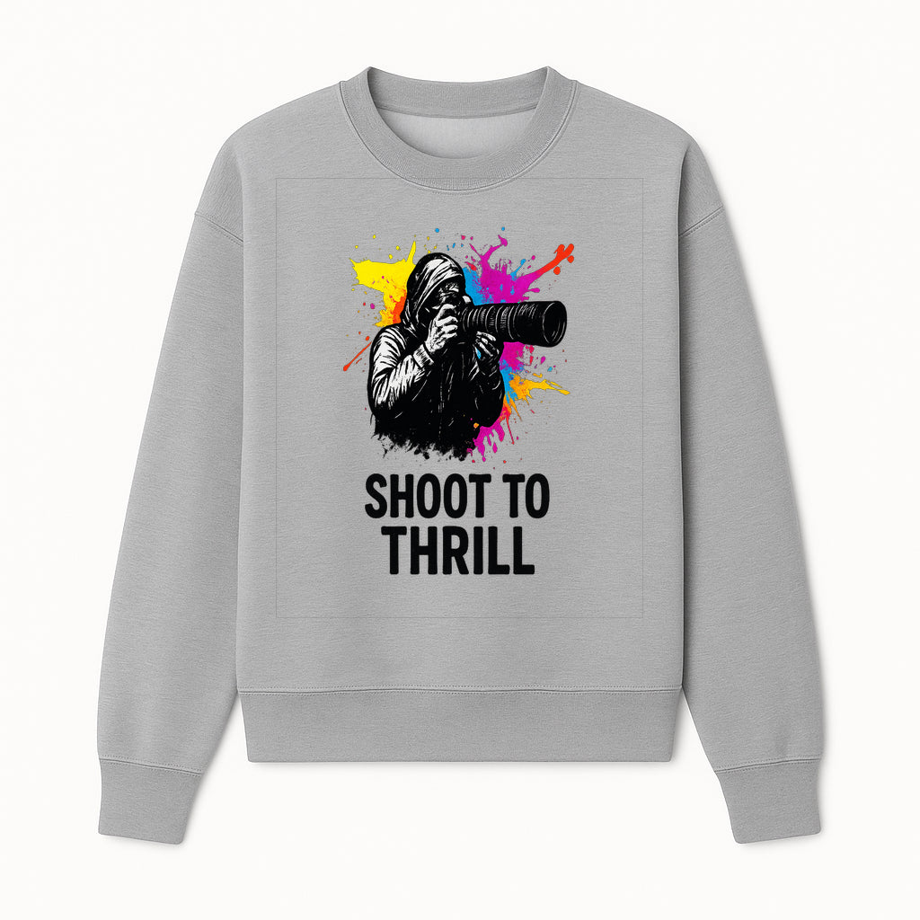 Photographer Graphic Tee - Shoot to Thrill | Colorful Splash Art Shirt for Photography Enthusiasts - Sweatshirt 1758334994663.jpg