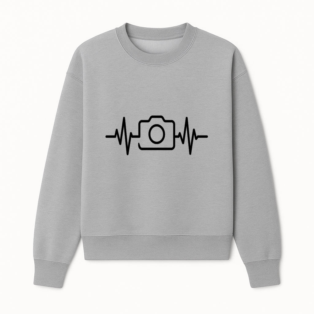 Camera Heartbeat Graphic Design | Photography Lover Gift | Creative Art Print | Black and White Modern Wall Art Decor | Unique Home Decor - Sweatshirt 1758334995754.jpg