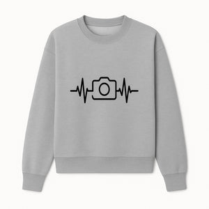 Camera Heartbeat Graphic Design | Photography Lover Gift | Creative Art Print | Black and White Modern Wall Art Decor | Unique Home Decor - Sweatshirt 1758334995754.jpg