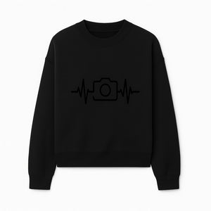 Camera Heartbeat Graphic Design | Photography Lover Gift | Creative Art Print | Black and White Modern Wall Art Decor | Unique Home Decor - Sweatshirt 1758334995932.jpg