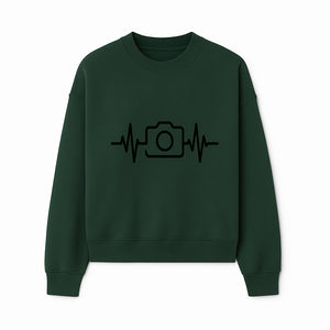 Camera Heartbeat Graphic Design | Photography Lover Gift | Creative Art Print | Black and White Modern Wall Art Decor | Unique Home Decor - Sweatshirt 1758334996283.jpg