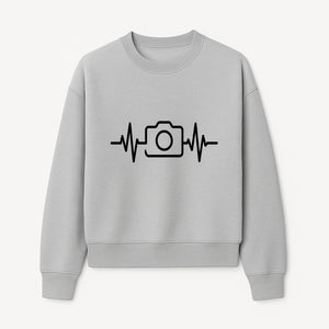 Camera Heartbeat Graphic Design | Photography Lover Gift | Creative Art Print | Black and White Modern Wall Art Decor | Unique Home Decor - Sweatshirt 1758334996392.jpg
