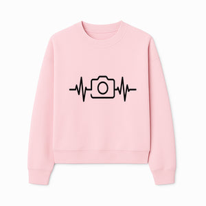 Camera Heartbeat Graphic Design | Photography Lover Gift | Creative Art Print | Black and White Modern Wall Art Decor | Unique Home Decor - Sweatshirt 1758334996694.jpg