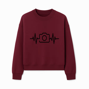 Camera Heartbeat Graphic Design | Photography Lover Gift | Creative Art Print | Black and White Modern Wall Art Decor | Unique Home Decor - Sweatshirt 1758334996851.jpg