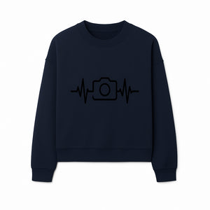 Camera Heartbeat Graphic Design | Photography Lover Gift | Creative Art Print | Black and White Modern Wall Art Decor | Unique Home Decor - Sweatshirt 1758334997005.jpg