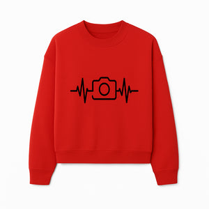 Camera Heartbeat Graphic Design | Photography Lover Gift | Creative Art Print | Black and White Modern Wall Art Decor | Unique Home Decor - Sweatshirt 1758334997125.jpg