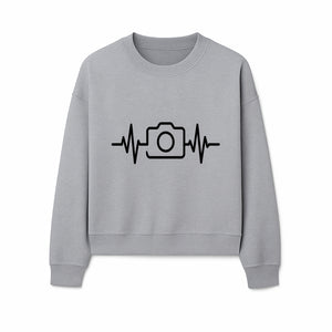 Camera Heartbeat Graphic Design | Photography Lover Gift | Creative Art Print | Black and White Modern Wall Art Decor | Unique Home Decor - Sweatshirt 1758334997250.jpg