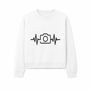 Camera Heartbeat Graphic Design | Photography Lover Gift | Creative Art Print | Black and White Modern Wall Art Decor | Unique Home Decor - Sweatshirt 1758334997374.jpg