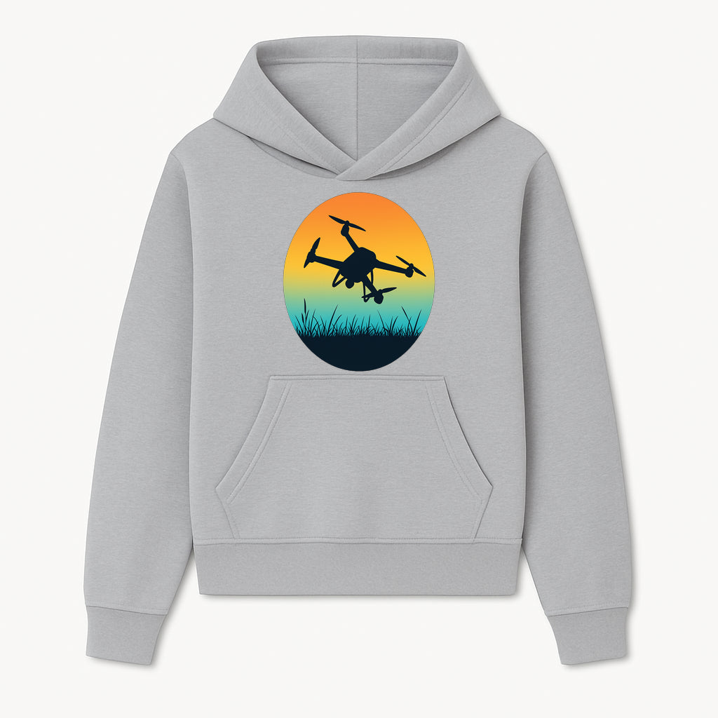 Drone Silhouette Sunset Print | Modern Wall Art Decor for Tech Lovers and Aerial Photography Fans | Colorful Landscape Design - Hoodie 1758334998625.jpg