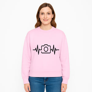 Camera Heartbeat Graphic Design | Photography Lover Gift | Creative Art Print | Black and White Modern Wall Art Decor | Unique Home Decor - Sweatshirt 1758334998697.jpg
