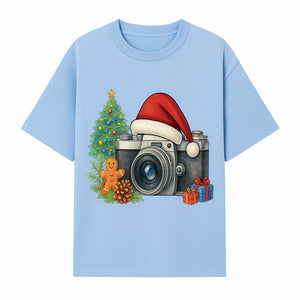 Christmas Camera Art Print with Tree, Gingerbread, and Gifts - Holiday Photography Decor for Home or Office - T-shirt 1758335002915.jpg