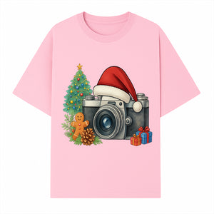 Christmas Camera Art Print with Tree, Gingerbread, and Gifts - Holiday Photography Decor for Home or Office - T-shirt 1758335003067.jpg