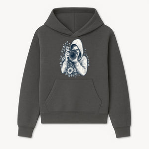 Photography Enthusiast Hoodie Floral Design Graphic Tee, Camera Lover Gift, Artistic Print for Photographers - Hoodie 1758335004394.jpg