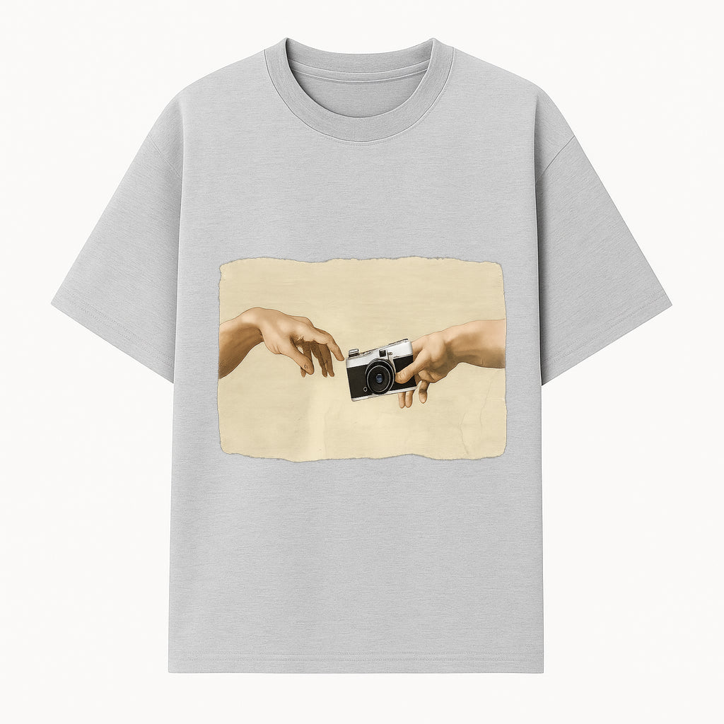 Artistic Print of Hands Reaching for Camera - Modern Interpretation of Creation - Perfect Wall Art for Photographers - T-shirt 1758335004397.jpg