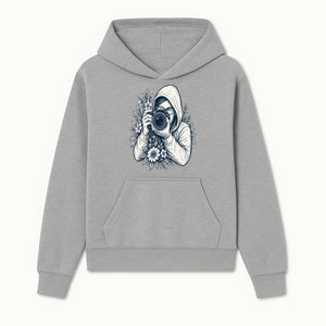 Photography Enthusiast Hoodie Floral Design Graphic Tee, Camera Lover Gift, Artistic Print for Photographers - Hoodie 1758335004658.jpg