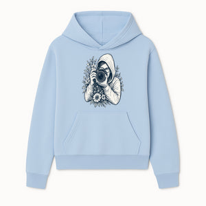 Photography Enthusiast Hoodie Floral Design Graphic Tee, Camera Lover Gift, Artistic Print for Photographers - Hoodie 1758335004820.jpg
