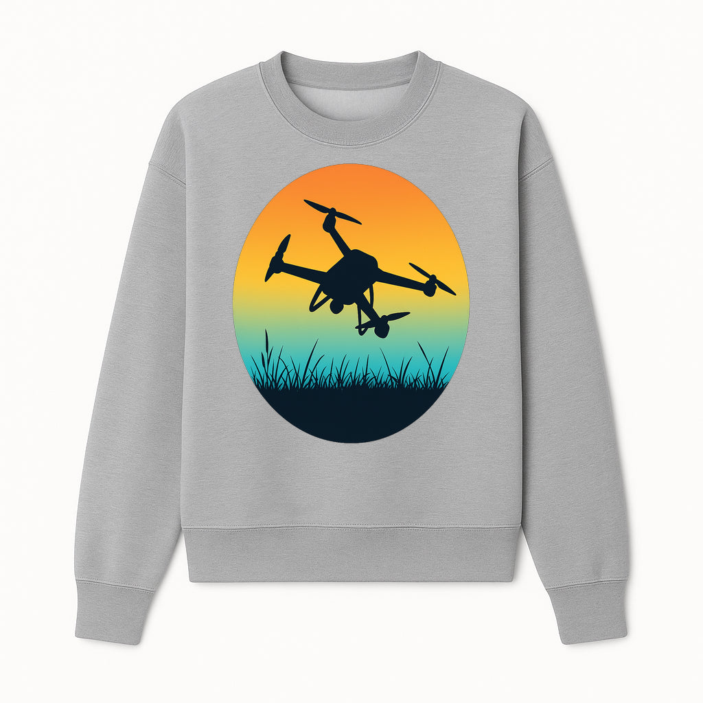 Drone Silhouette Sunset Print | Modern Wall Art Decor for Tech Lovers and Aerial Photography Fans | Colorful Landscape Design - Sweatshirt 1758335004848.jpg