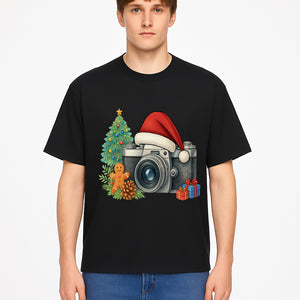 Christmas Camera Art Print with Tree, Gingerbread, and Gifts - Holiday Photography Decor for Home or Office - T-shirt 1758335004922.jpg