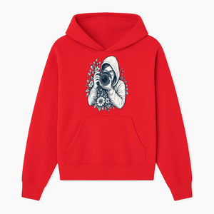 Photography Enthusiast Hoodie Floral Design Graphic Tee, Camera Lover Gift, Artistic Print for Photographers - Hoodie 1758335005500.jpg