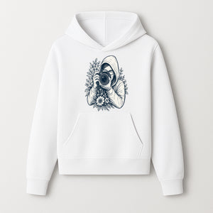 Photography Enthusiast Hoodie Floral Design Graphic Tee, Camera Lover Gift, Artistic Print for Photographers - Hoodie 1758335005860.jpg