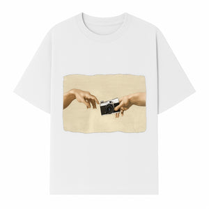 Artistic Print of Hands Reaching for Camera - Modern Interpretation of Creation - Perfect Wall Art for Photographers - T-shirt 1758335006104.jpg