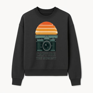 Vintage Camera Capture the Moment Graphic T-Shirt | Photography Gift | Retro Sunset Design | Unisex Apparel - Sweatshirt 1758335006705.jpg