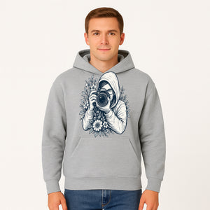 Photography Enthusiast Hoodie Floral Design Graphic Tee, Camera Lover Gift, Artistic Print for Photographers - Hoodie 1758335007003.jpg